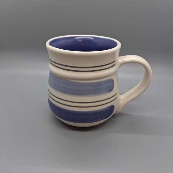 Pfaltzgraff RIO Mug Coffee Tea Cup Blue Stripe Stoneware MEXICO Copyright - Picture 1 of 8